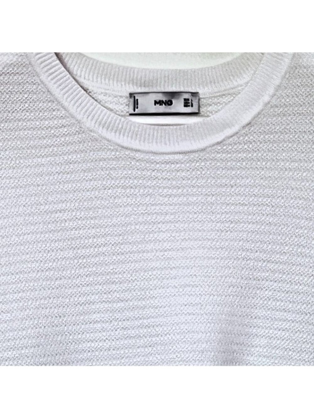 Mango MNG Men L Cotton Blend Ribbed Knit T-Shirt Short Sleeve Euro Summer Resort - Picture 4 of 14